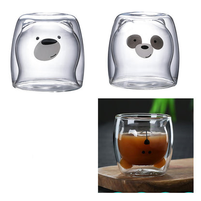 3D Double-Layer Panda Glass Cup – Creative Skull-Shaped Wine & Coffee Mug for Home & Gifts