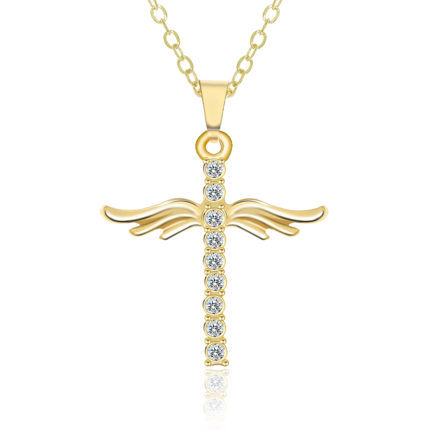 Angel Wings Cross Necklace – Stainless Steel Pendant Jewelry for Women, Faith-Inspired Gift