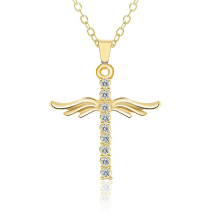 Angel Wings Cross Necklace – Stainless Steel Pendant Jewelry for Women, Faith-Inspired Gift