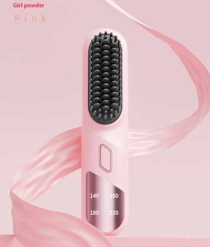Cordless Hair Straightener Brush – Wet & Dry Fast Heating Flat Iron with Negative Ions for Smooth or Curly Hair