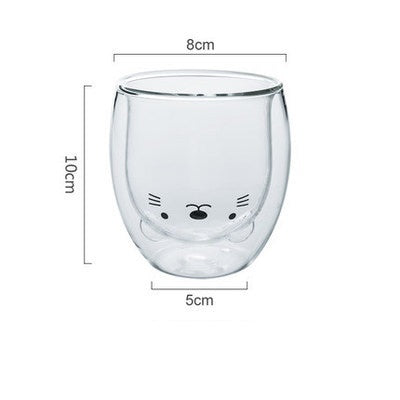 3D Double-Layer Panda Glass Cup – Creative Skull-Shaped Wine & Coffee Mug for Home & Gifts