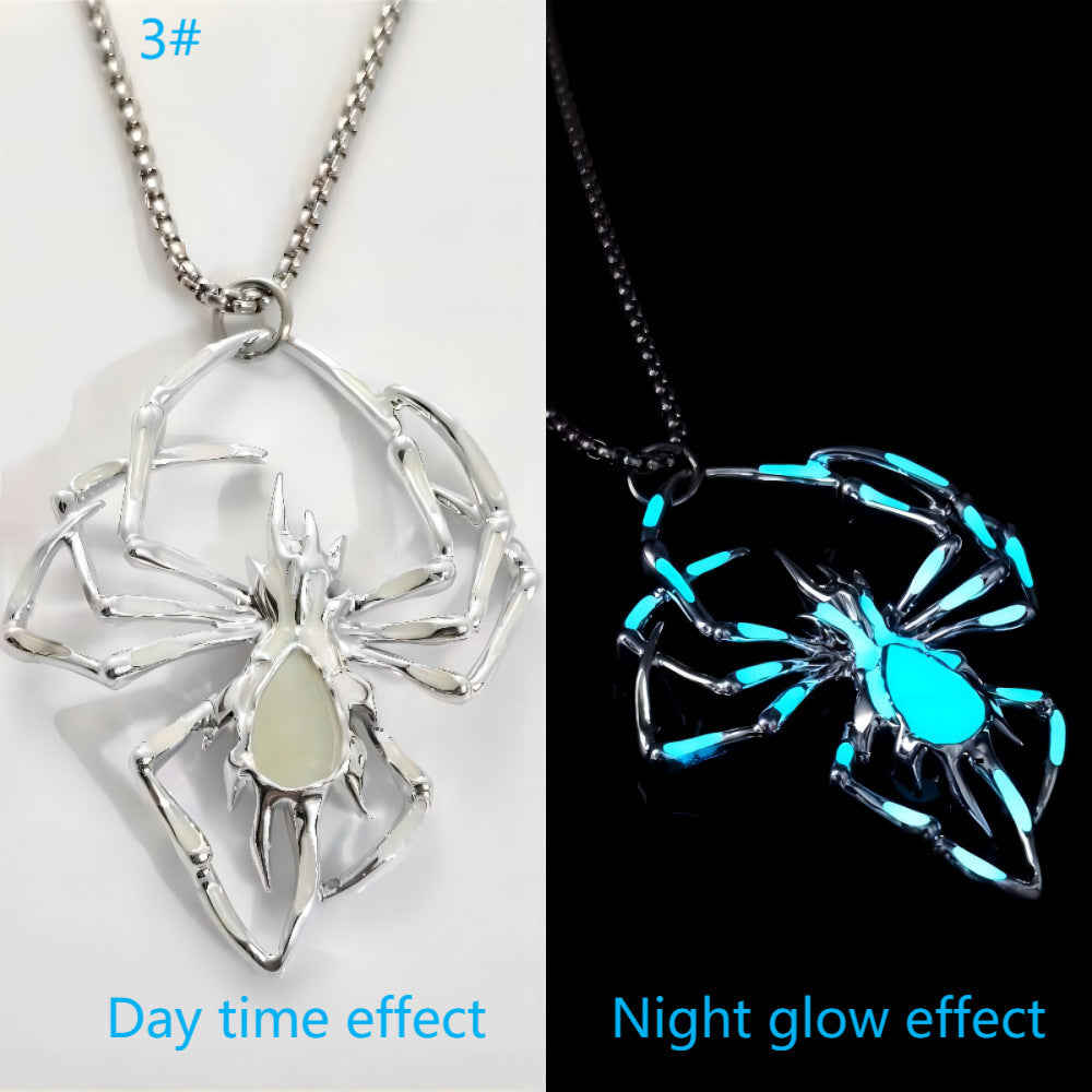 Halloween Luminous Spider Necklace – Vintage Glow-in-the-Dark Jewelry for Men & Women, Party Gift Accessory