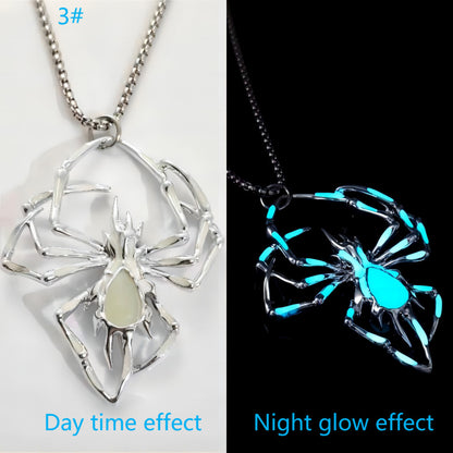 Halloween Luminous Spider Necklace – Vintage Glow-in-the-Dark Jewelry for Men & Women, Party Gift Accessory