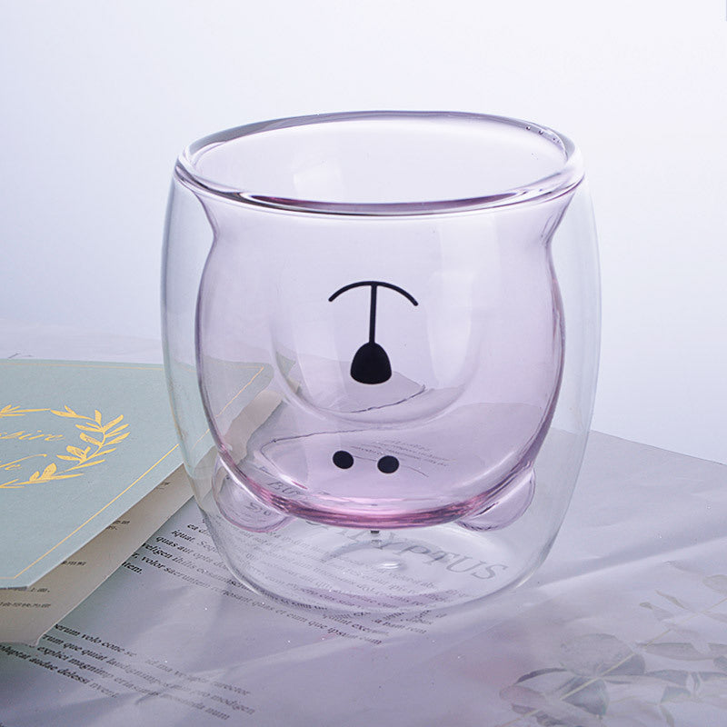 3D Double-Layer Panda Glass Cup – Creative Skull-Shaped Wine & Coffee Mug for Home & Gifts