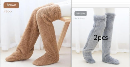 Over-Knee Fuzzy Warm Socks – Winter Long Home Stockings for Cold-Proof Comfort & Sleep
