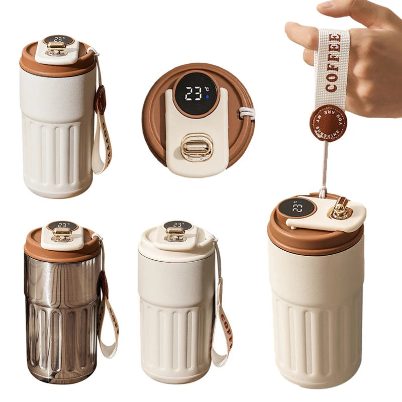 smart LED temperature thermos bottle stainless steel coffee mug 450ml