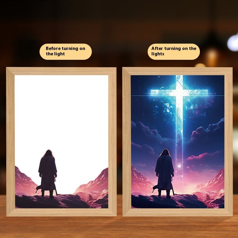 Jesus LED Light Painting Frame – Creative Night Light & Home Decoration Lamp for Christmas Gifts