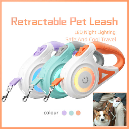 Retractable Dog Leash with Collar & Spotlight – Automatic Pet Traction Rope for Small and Medium Dogs