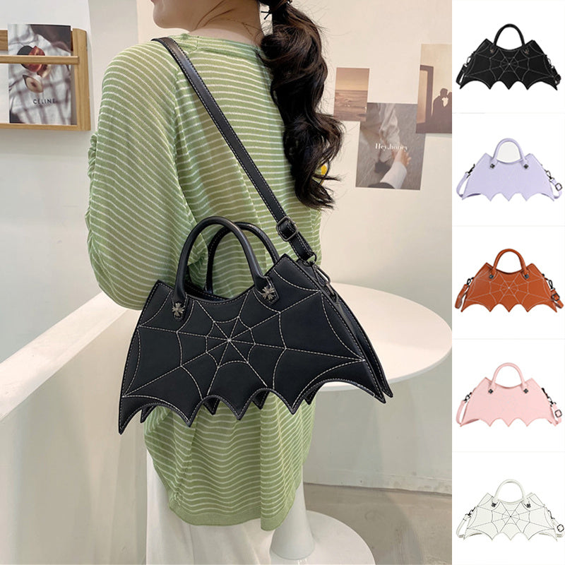Halloween Spider Web Shoulder Bag – Batgirl Style PU Crossbody Handbag for Parties & Creative Gifts