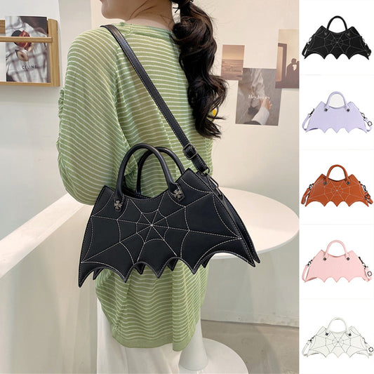 Halloween Spider Web Shoulder Bag – Batgirl Style PU Crossbody Handbag for Parties & Creative Gifts