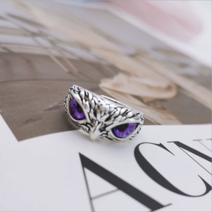 Vintage Owl Eye Ring – Retro Silver Animal Jewelry for Women, Fashion Statement Gift