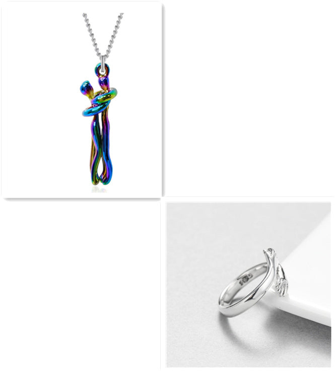 Love Hug Necklace – Simple Couple Pendant Chain for Men & Women, Valentine’s Day Gift Jewelry