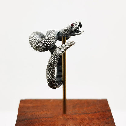 Adjustable Snake Ring – Gothic Punk Couple Jewelry for Men & Women, Black and White Luxury Design