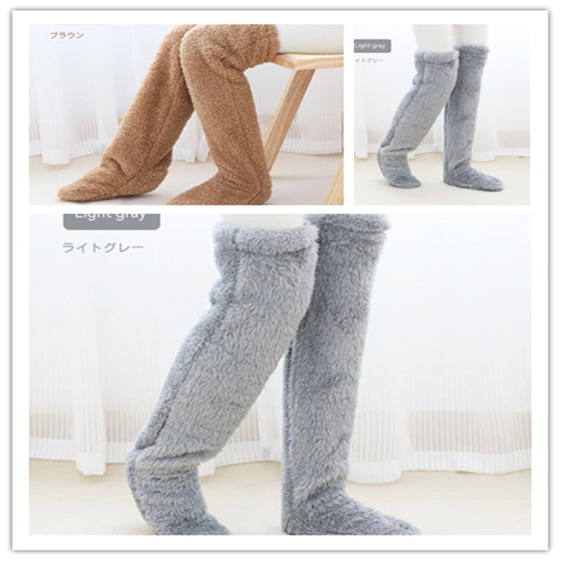 Over-Knee Fuzzy Warm Socks – Winter Long Home Stockings for Cold-Proof Comfort & Sleep