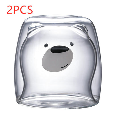 3D Double-Layer Panda Glass Cup – Creative Skull-Shaped Wine & Coffee Mug for Home & Gifts