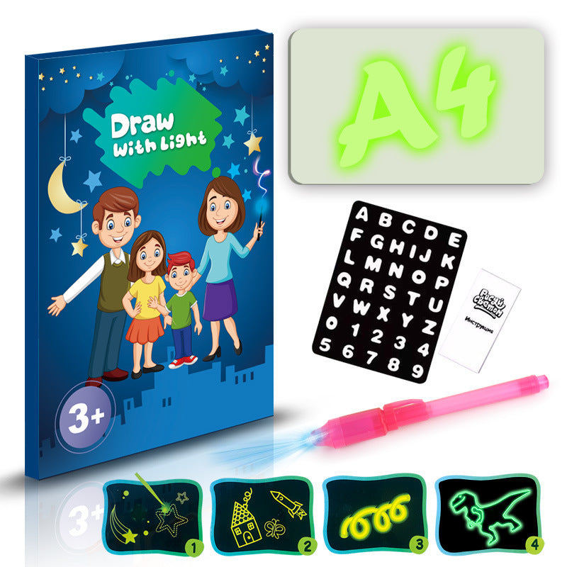 3D Magic Drawing Pad – Educational LED Sketch Board Toy with 8 Light Effects for Kids