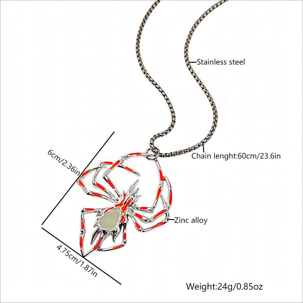 Halloween Luminous Spider Necklace – Vintage Glow-in-the-Dark Jewelry for Men & Women, Party Gift Accessory