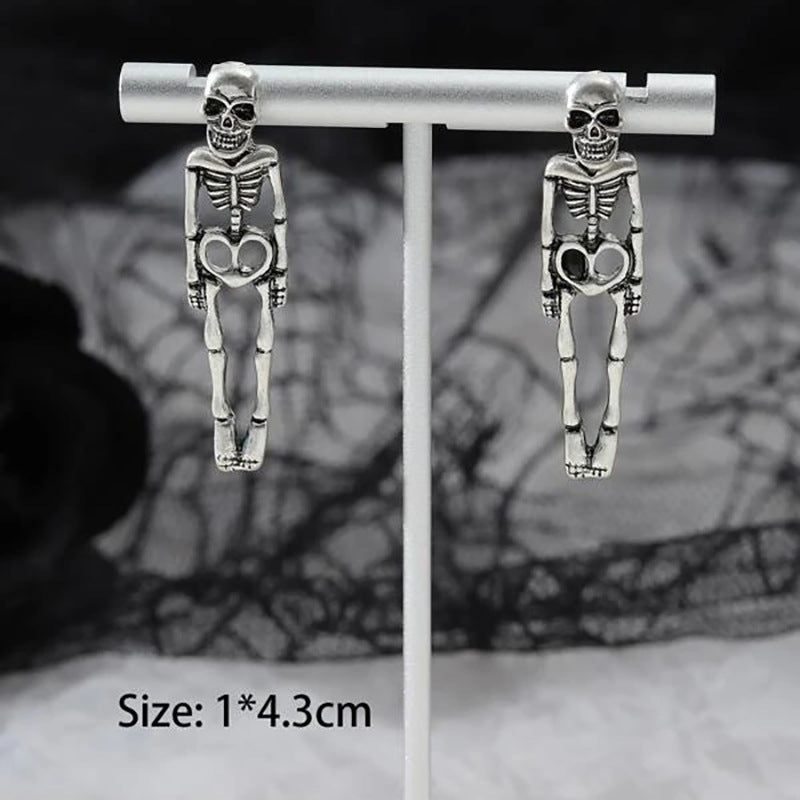 Halloween Skull Earrings – Detachable Human Skeleton Stud Earrings for Women, Creative Party Jewelry