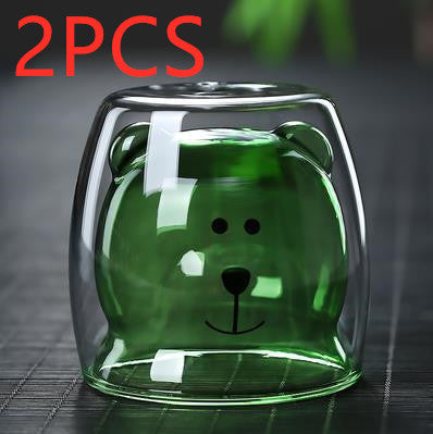 3D Double-Layer Panda Glass Cup – Creative Skull-Shaped Wine & Coffee Mug for Home & Gifts