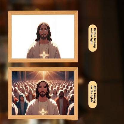 Jesus LED Light Painting Frame – Creative Night Light & Home Decoration Lamp for Christmas Gifts