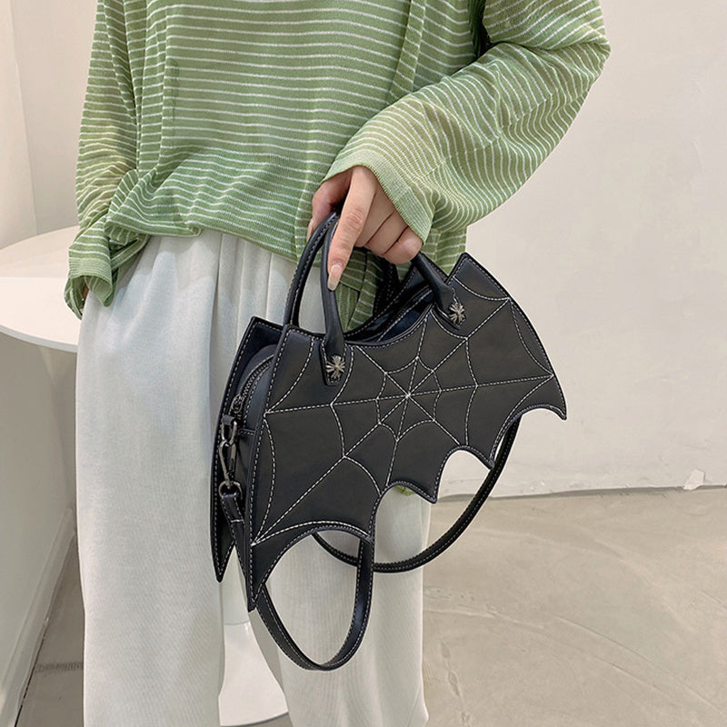 Halloween Spider Web Shoulder Bag – Batgirl Style PU Crossbody Handbag for Parties & Creative Gifts
