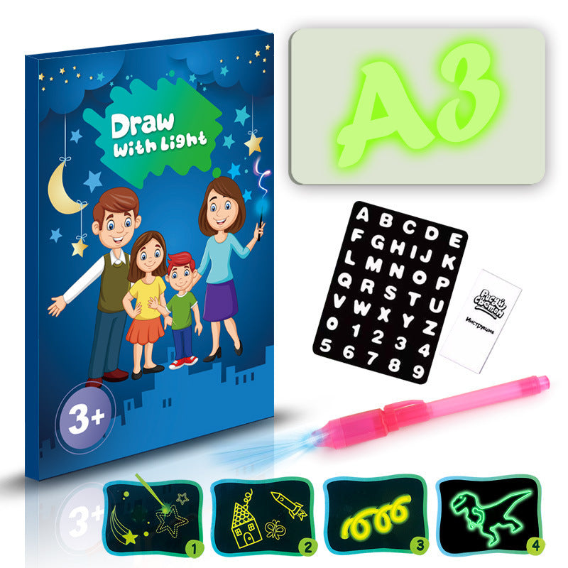 3D Magic Drawing Pad – Educational LED Sketch Board Toy with 8 Light Effects for Kids