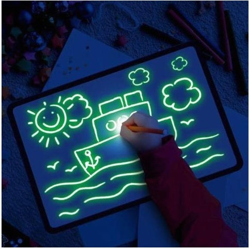 3D Magic Drawing Pad – Educational LED Sketch Board Toy with 8 Light Effects for Kids