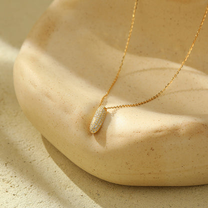 Bubble Letter Initial Pendant Necklace – Stainless Steel Zircon Jewelry for Women, 26 Letters Available