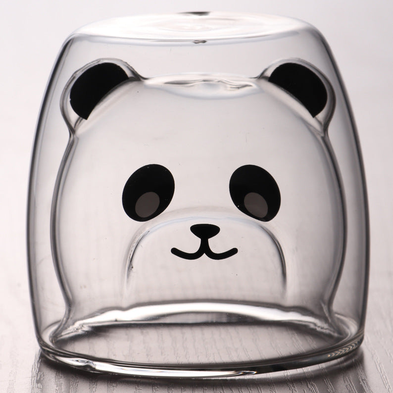 3D Double-Layer Panda Glass Cup – Creative Skull-Shaped Wine & Coffee Mug for Home & Gifts