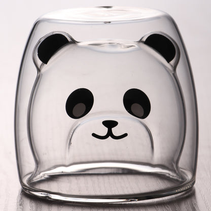 3D Double-Layer Panda Glass Cup – Creative Skull-Shaped Wine & Coffee Mug for Home & Gifts