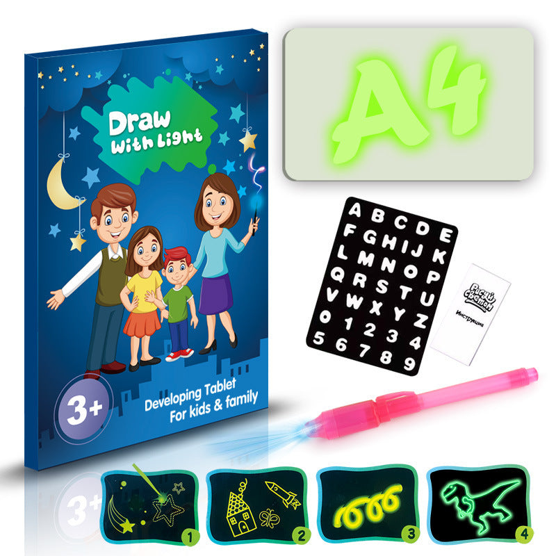 3D Magic Drawing Pad – Educational LED Sketch Board Toy with 8 Light Effects for Kids