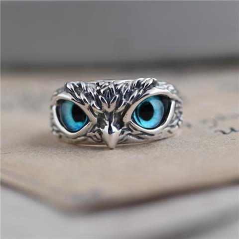 Vintage Owl Eye Ring – Retro Silver Animal Jewelry for Women, Fashion Statement Gift