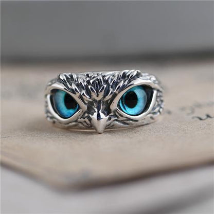 Vintage Owl Eye Ring – Retro Silver Animal Jewelry for Women, Fashion Statement Gift