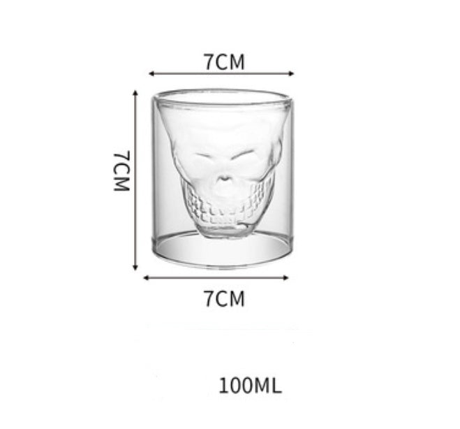 Double-Layer Skull Whiskey Glass – Creative Transparent Cup for Home Bar, Wine & Cocktail Lovers