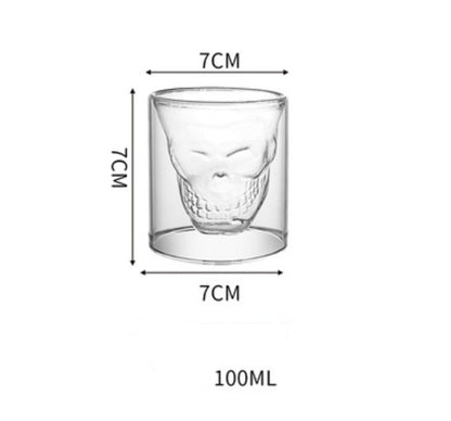 Double-Layer Skull Whiskey Glass – Creative Transparent Cup for Home Bar, Wine & Cocktail Lovers