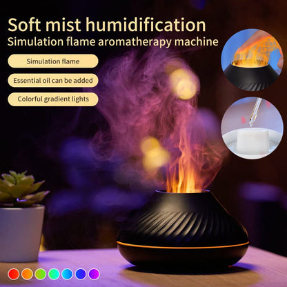 Volcanic Flame Aroma Diffuser – 130ml USB Essential Oil Humidifier with Color LED Night Light