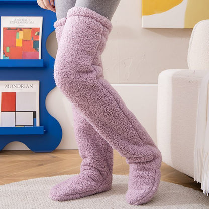 Over-Knee Fuzzy Warm Socks – Winter Long Home Stockings for Cold-Proof Comfort & Sleep