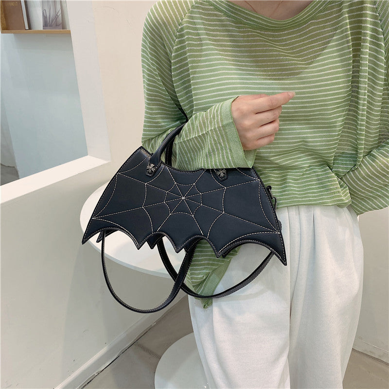 Halloween Spider Web Shoulder Bag – Batgirl Style PU Crossbody Handbag for Parties & Creative Gifts