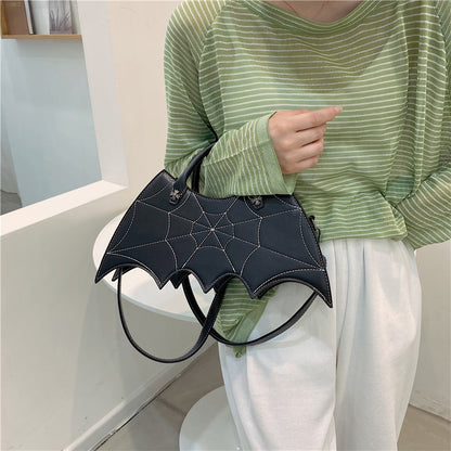 Halloween Spider Web Shoulder Bag – Batgirl Style PU Crossbody Handbag for Parties & Creative Gifts