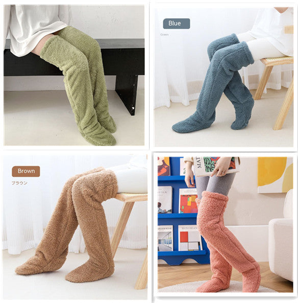 Over-Knee Fuzzy Warm Socks – Winter Long Home Stockings for Cold-Proof Comfort & Sleep