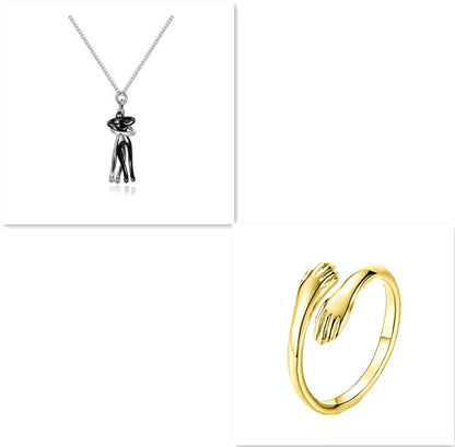 Love Hug Necklace – Simple Couple Pendant Chain for Men & Women, Valentine’s Day Gift Jewelry