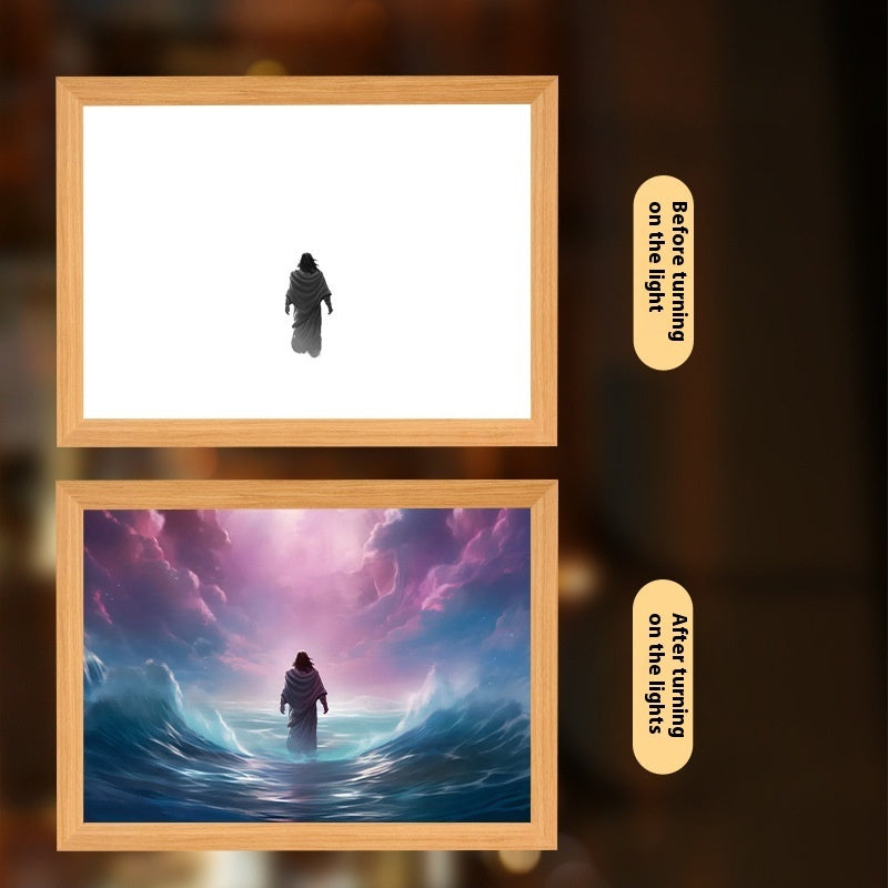 Jesus LED Light Painting Frame – Creative Night Light & Home Decoration Lamp for Christmas Gifts