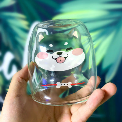 3D Double-Layer Panda Glass Cup – Creative Skull-Shaped Wine & Coffee Mug for Home & Gifts