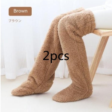 Over-Knee Fuzzy Warm Socks – Winter Long Home Stockings for Cold-Proof Comfort & Sleep