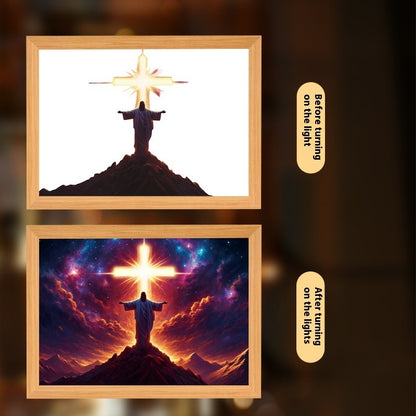 Jesus LED Light Painting Frame – Creative Night Light & Home Decoration Lamp for Christmas Gifts