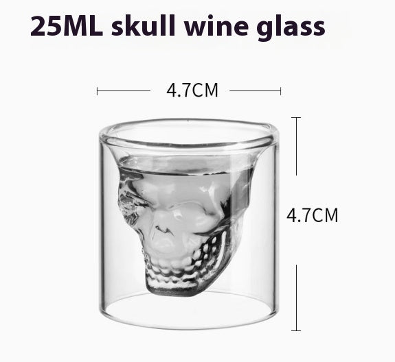 Double-Layer Skull Whiskey Glass – Creative Transparent Cup for Home Bar, Wine & Cocktail Lovers