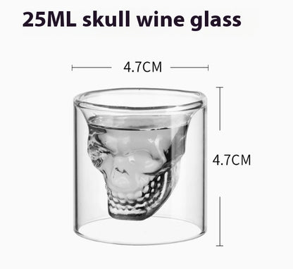 Double-Layer Skull Whiskey Glass – Creative Transparent Cup for Home Bar, Wine & Cocktail Lovers