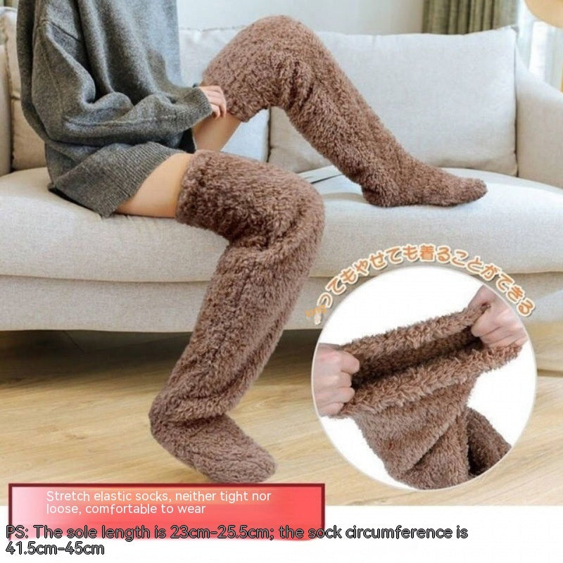 Over-Knee Fuzzy Warm Socks – Winter Long Home Stockings for Cold-Proof Comfort & Sleep