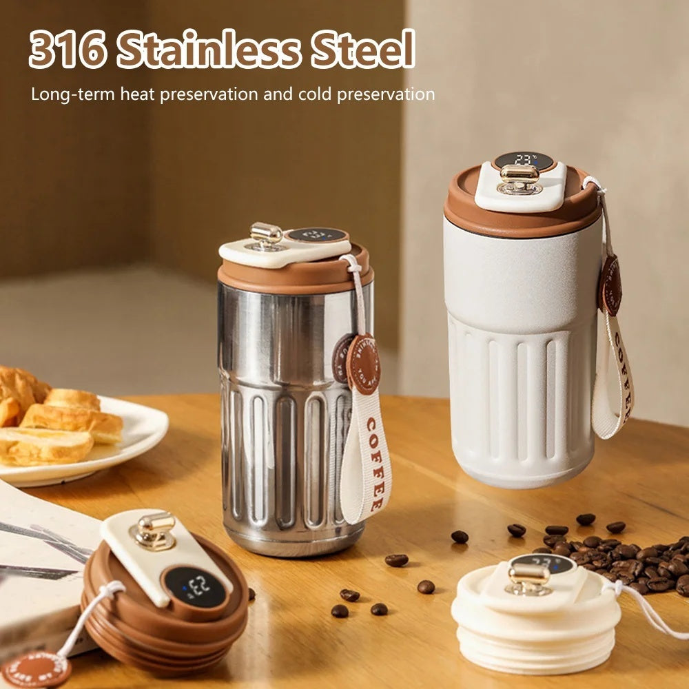 smart LED temperature thermos bottle stainless steel coffee mug 450ml
