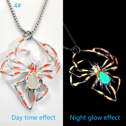 Halloween Luminous Spider Necklace – Vintage Glow-in-the-Dark Jewelry for Men & Women, Party Gift Accessory